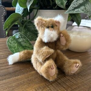 🐈 ty Brown and white stuffed cat fully joined plush Animal 1993 vintage